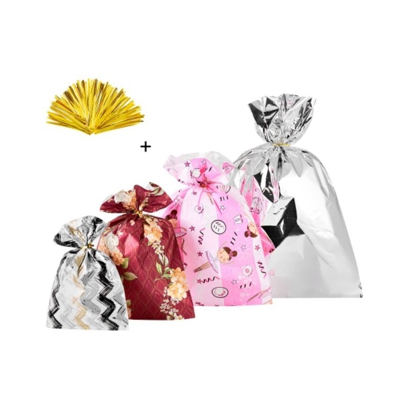 Kit de 50 Sacos de Presente em Diversos Tamanhos + Fecho Prático