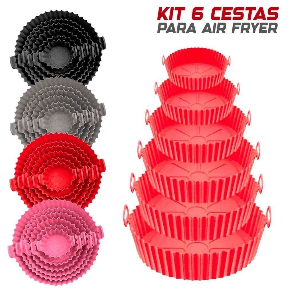 Kit de 6 Capas Protetoras de Silicone para Air Fryer – Tamanhos Variados