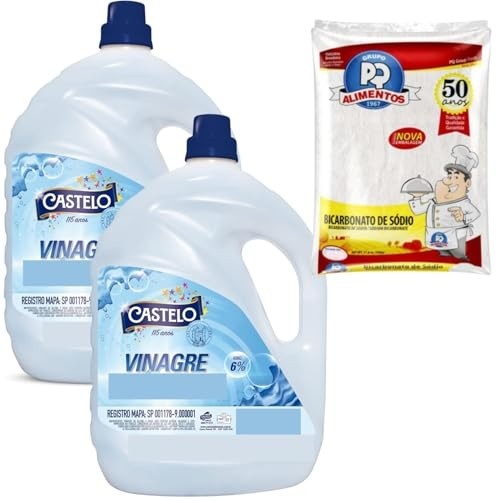 Kit Vinagre 10L (2x5L) 6%+ Bicarbonato de Sódio 1kg – Limpeza Poderosa e Desengordurante