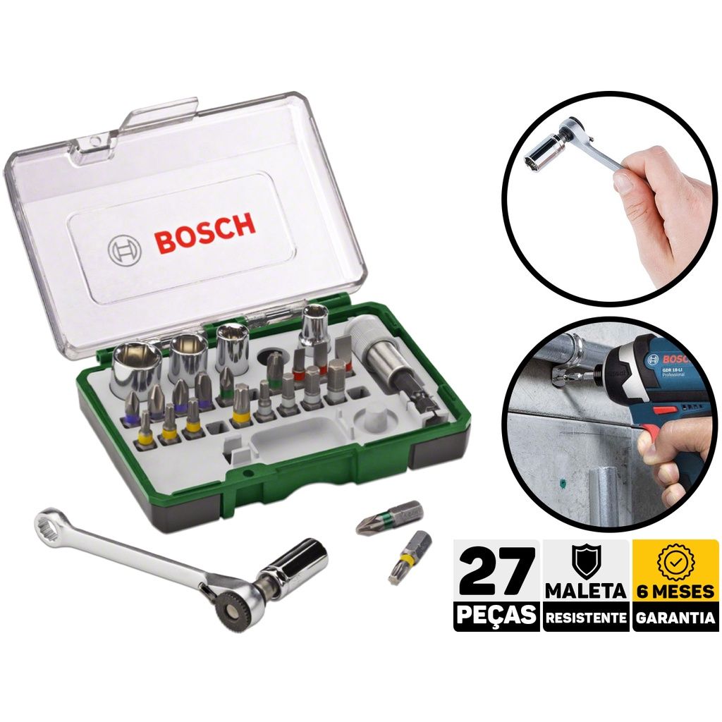 Kit de Bits e Soquetes Bosch: 27 Peças para Todas as Suas Necessidades