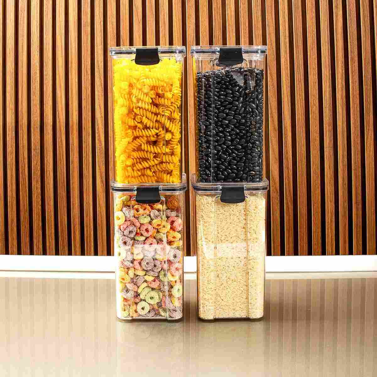 Kit 4 Potes Herméticos 1,5L - BPA Free, para Organização de Cozinha e Armazenamento de Alimentos