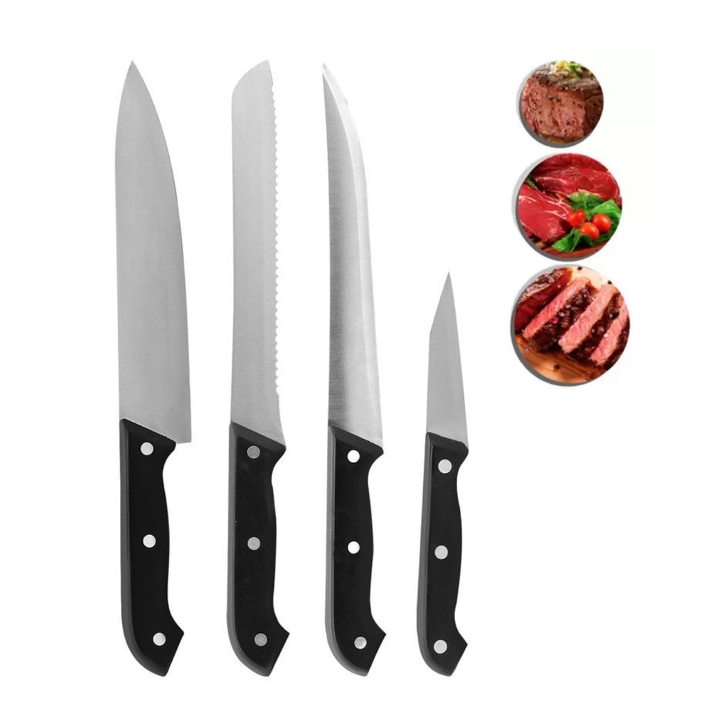 Kit de Facas Inox 4 Peças: Cozinhe com Precisão!
