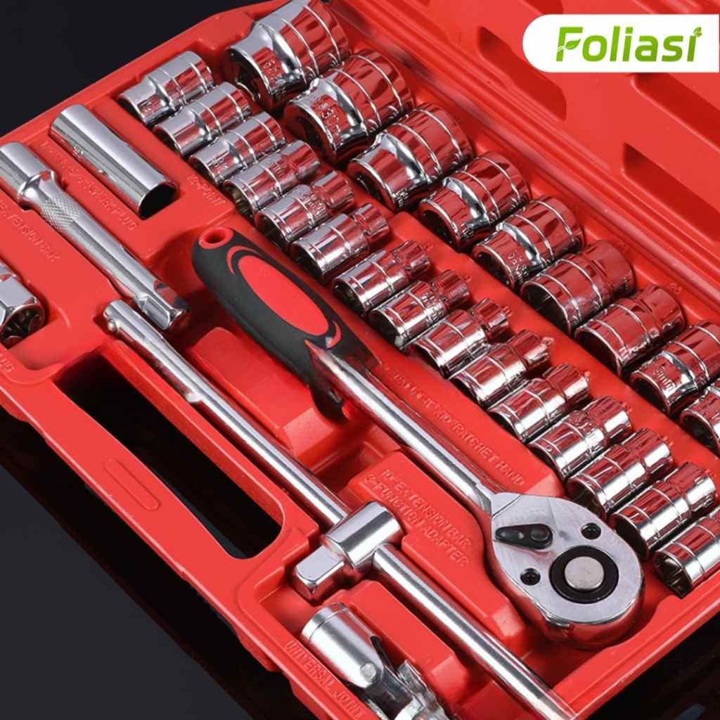 Kit de Ferramentas Profissional 46 Peças: Sockets e Chave Catraca Reversível