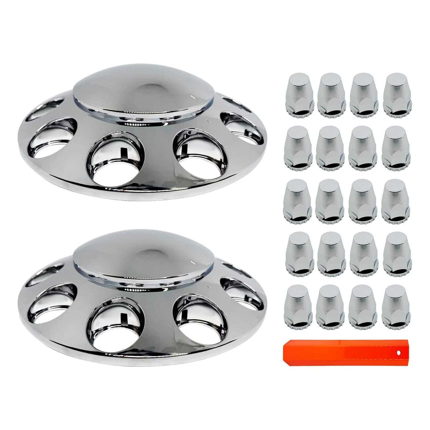 Kit Tampas de Porca Eixo Dianteiro Cromado ABS para Caminhão Semirreboque - 33mm