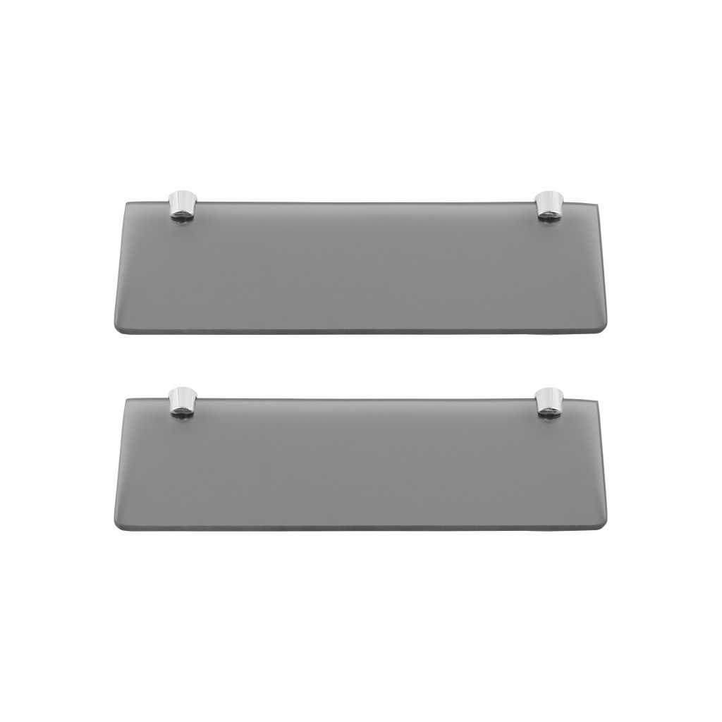Kit de Prateleira de Vidro Fumê para Banheiro 10x30cm – 2 Suportes e Fácil Montagem