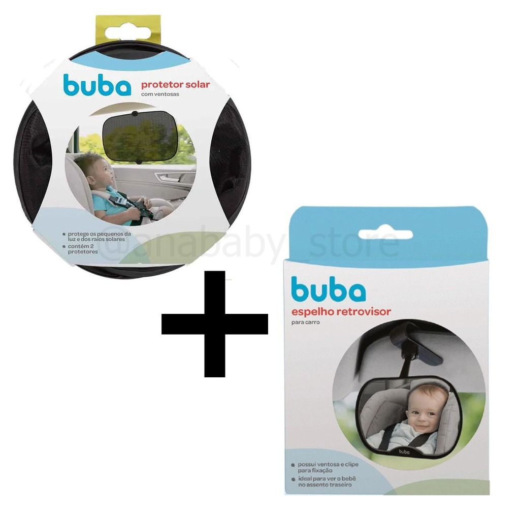 Kit de Segurança para Bebê no Carro: Espelho e Protetores Solares Buba