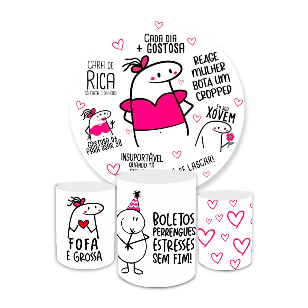 Kit Decoração Flork: Painel + Trio Cilindros para Festa Elegante