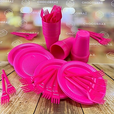 Kit Descartável Festa 50 Pessoas: Pratos, Garfos e Copos!