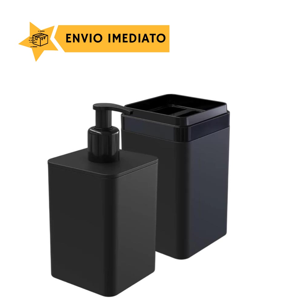 Kit Dispenser e Porta Escova Preto: Organização Moderna para Seu Banheiro