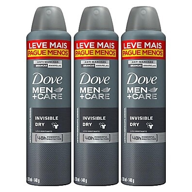 Kit Dove Men Invisible Dry: 3 Desodorantes Aerosol 250ml