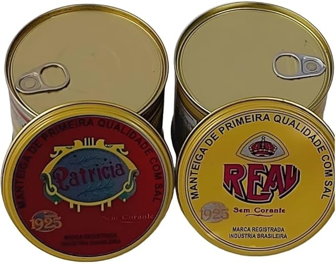 Manteiga Patricia e Real, Sem Corante e Sem Conservante, Kit 2 Latas, 500g Cada