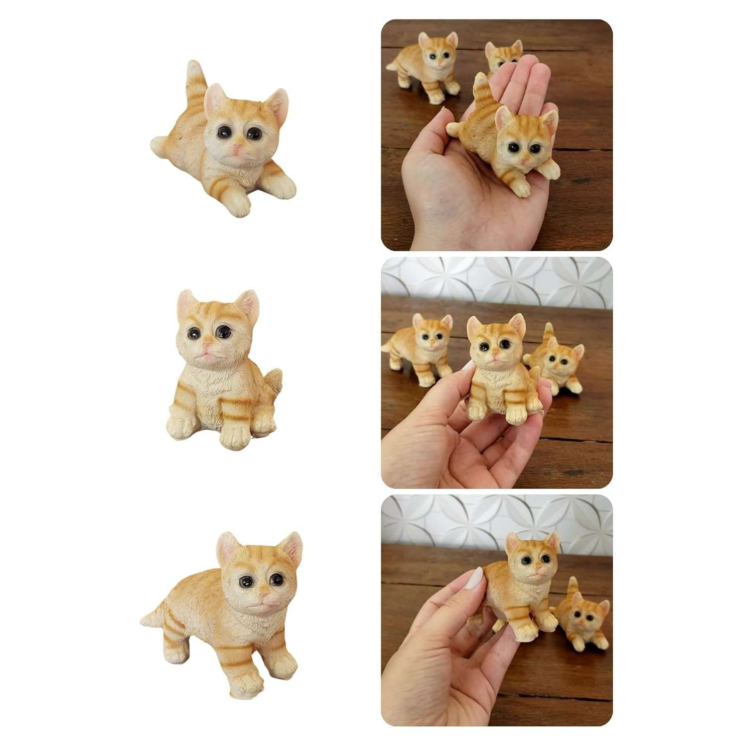 Kit 3 Mini Gatinhos em Resina - Decoração Encantadora para Casa e Escritório