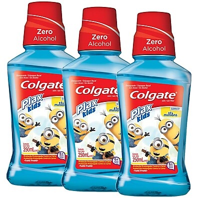 Kit Enxaguante Bucal Colgate Plax Kids Minions: 3 Unidades de Diversão e Proteção