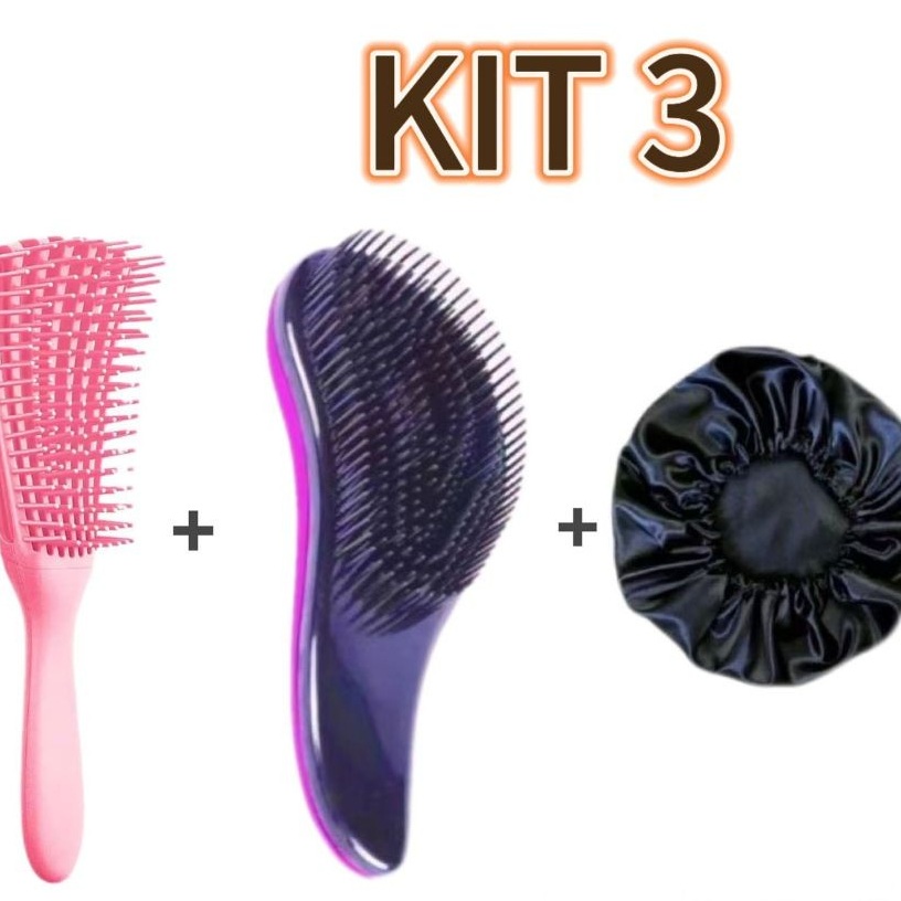 Kit Escova Desembaraçar Cabelo + Touca Cetim: Definição Perfeita