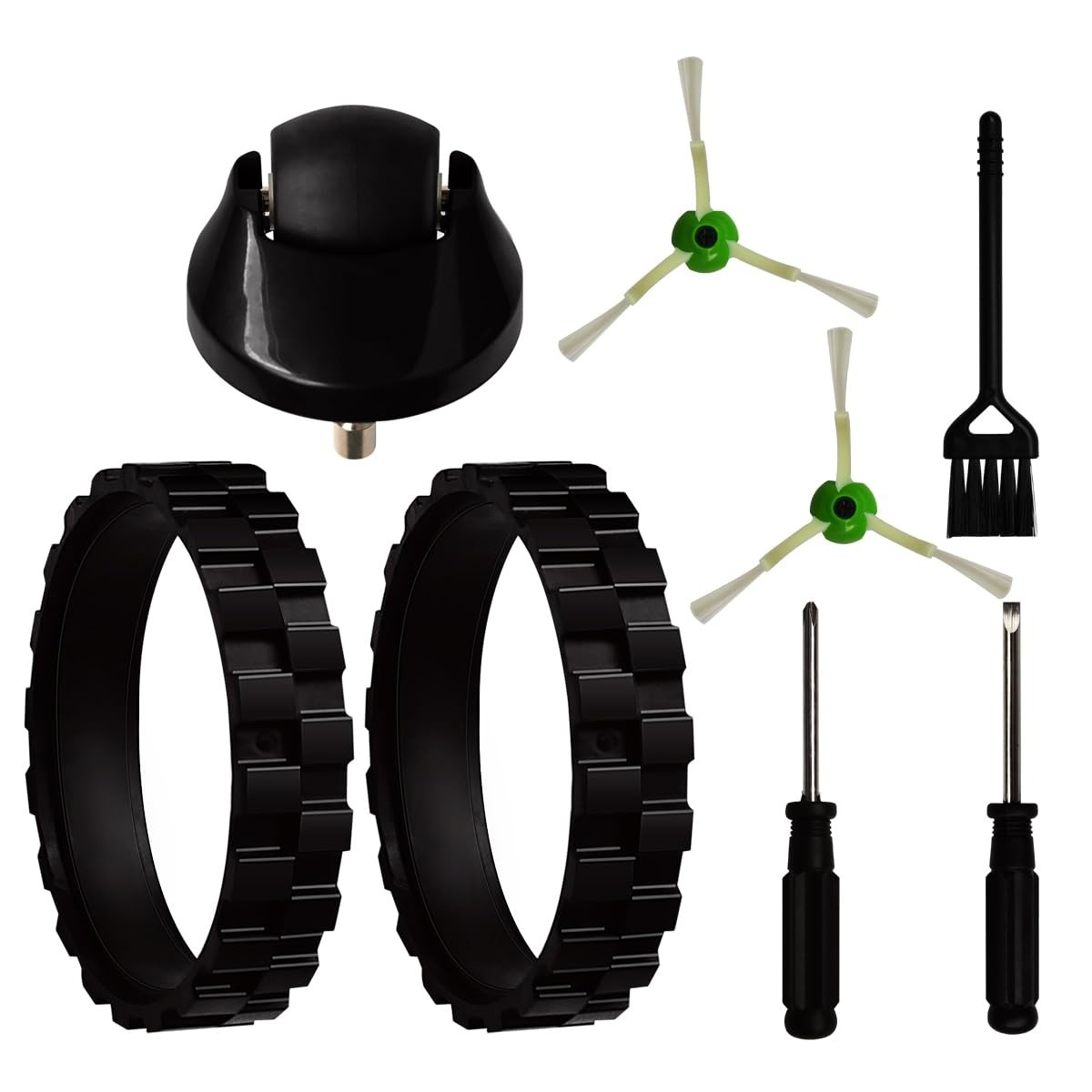 Kit Completo de Peças de Reposição para iRobot Roomba: Rodízio Dianteiro, Pneus e Escovas Laterais