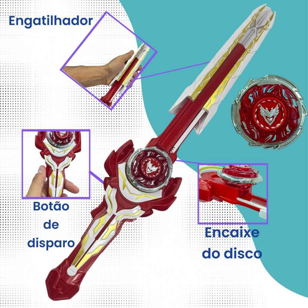 Kit Espada Giroscópio Beyblade: Brinquedo 2 em 1 para Batalhas Epicas!