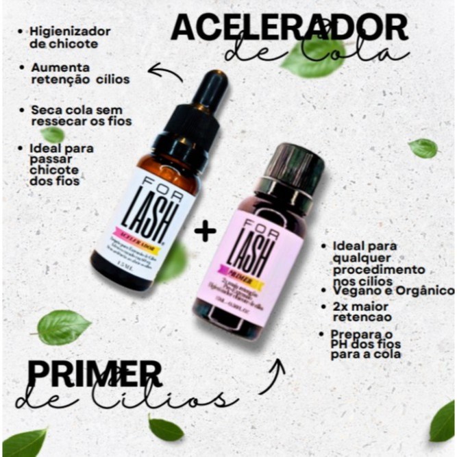 Kit Extensão de Cílios FORLASH: Primer + Acelerador para Cílios Perfeitos