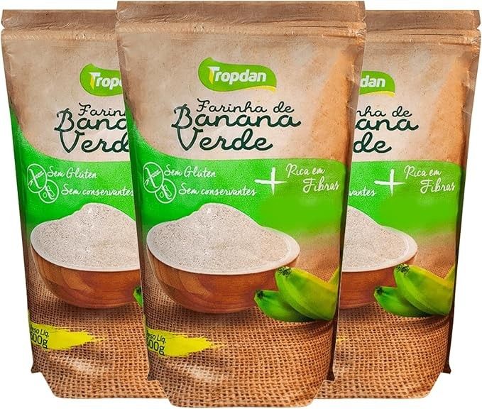 Kit c/ 3und Farinha de Banana Verde TROPDAN 500g