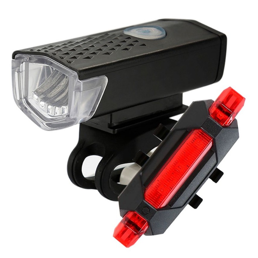 Kit Farol Bike LED + Lanterna Traseira USB Recarregável 4 Modos