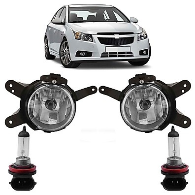 Kit Farol Milha Auxiliar + Lâmpada H8 para Cruze 2011 a 2014