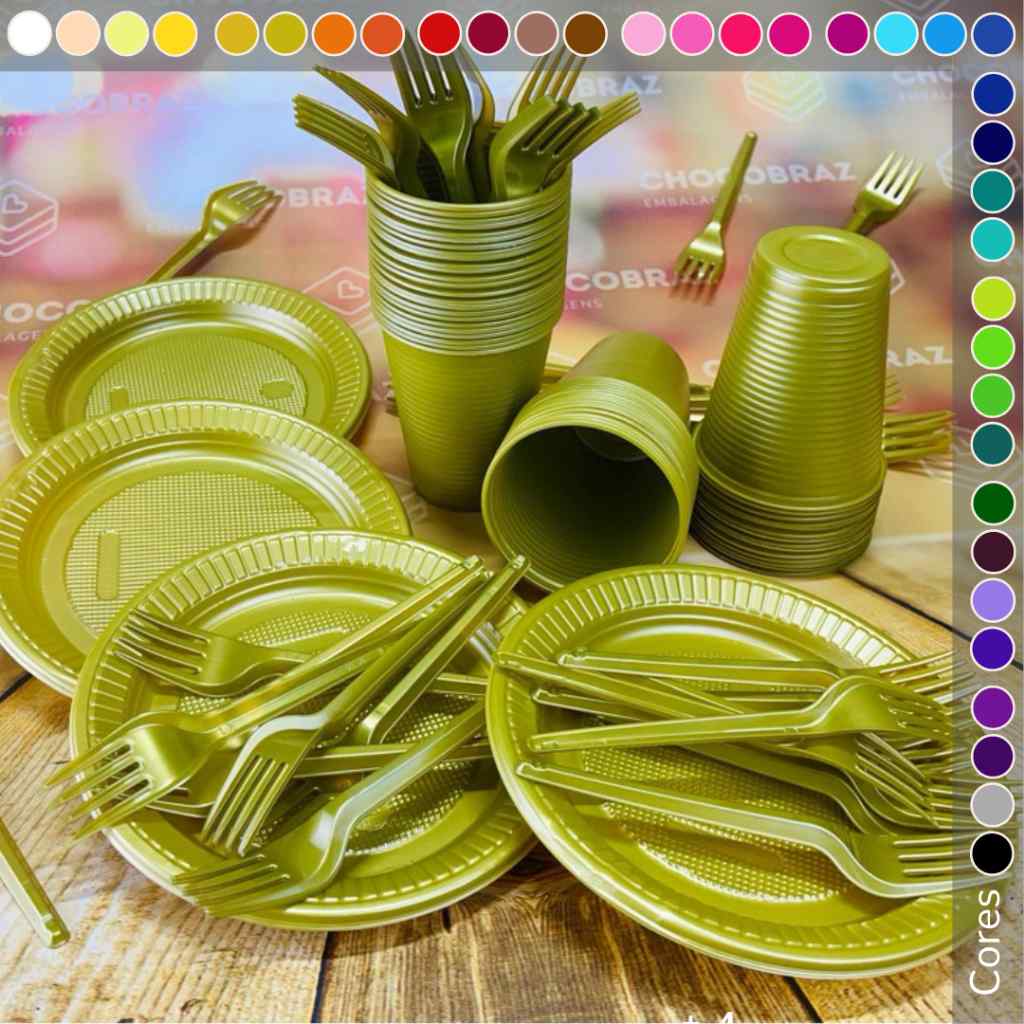 Kit Festa 50 Pessoas: Pratos, Copos e Garfinhos!