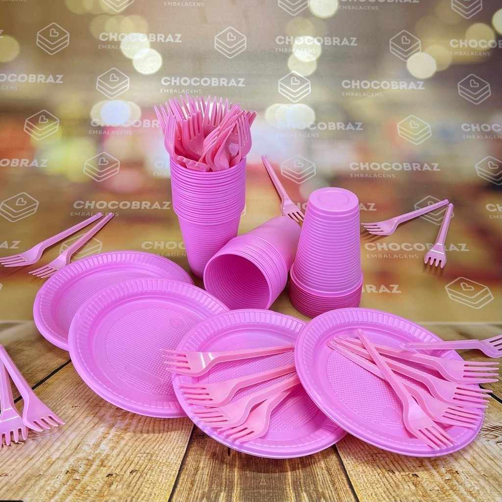 Kit Festa 50 Pessoas: Rosa Candy Colors