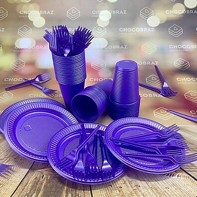 Kit Festa 50 Pessoas Roxo Perolado – Prático e Elegante