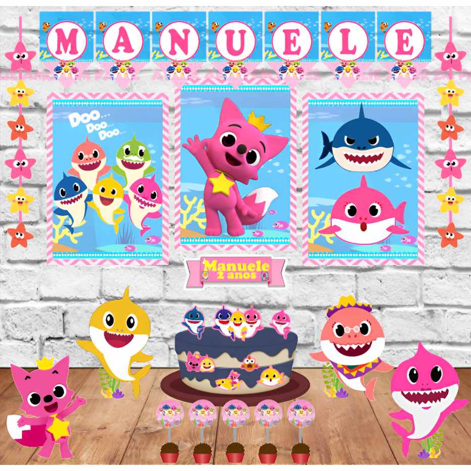 Kit Festa Baby Shark Rosa: Tudo para Decorar sua Festa em Casa