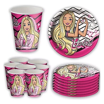 Kit Festa Barbie com 8 Pratos e 8 Copos – FESTCOLOR