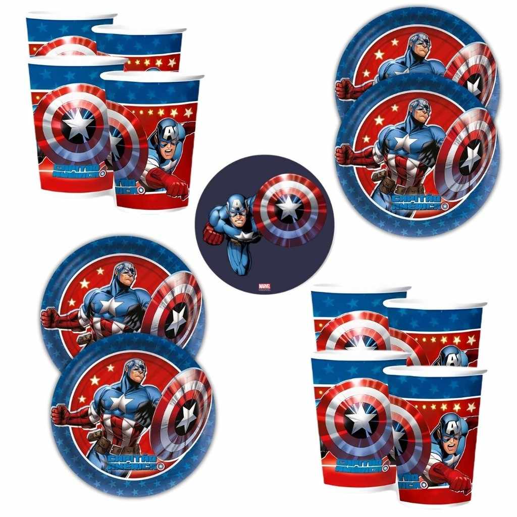 Kit Festa Capitão América: Pratos e Copos!