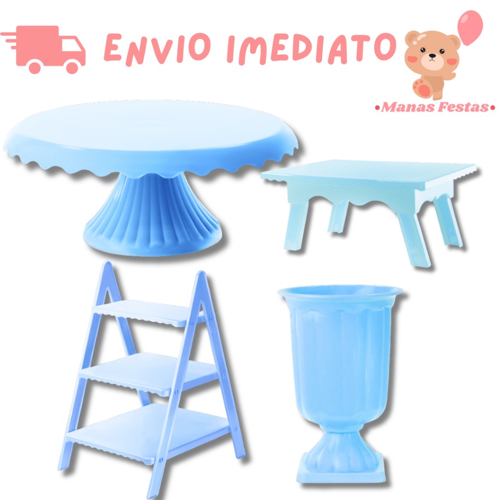 Kit Festa Completo: Boleira, Vaso, Mesa e Escadinha!