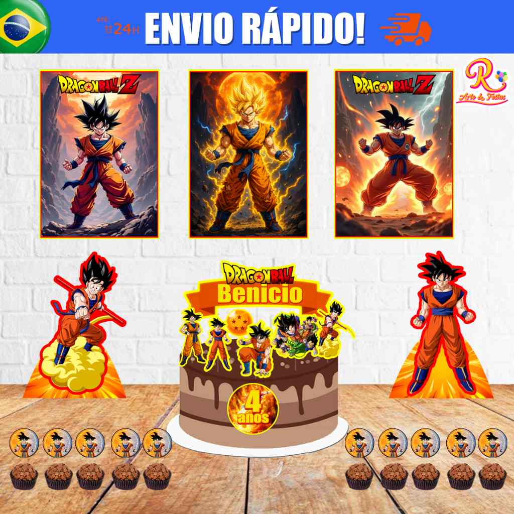 Kit Festa Goku: Personalize com Nome e Idade!