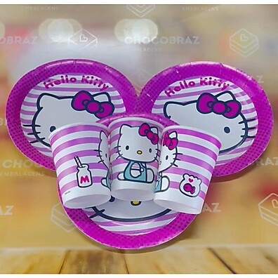 Kit Festa Hello Kitty Rosa: Pratos e Copos!