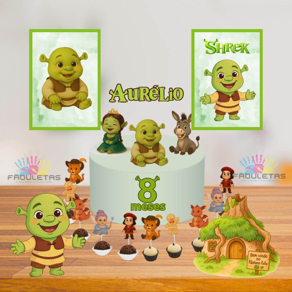 Kit Festa Só Um Bolinho Shrek Baby – Personalizado com Nome e Idade