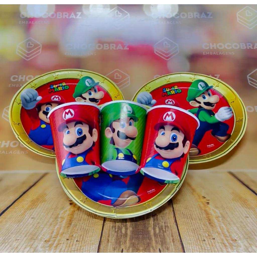Kit Festa Super Mario Bros: Pratos e Copos!