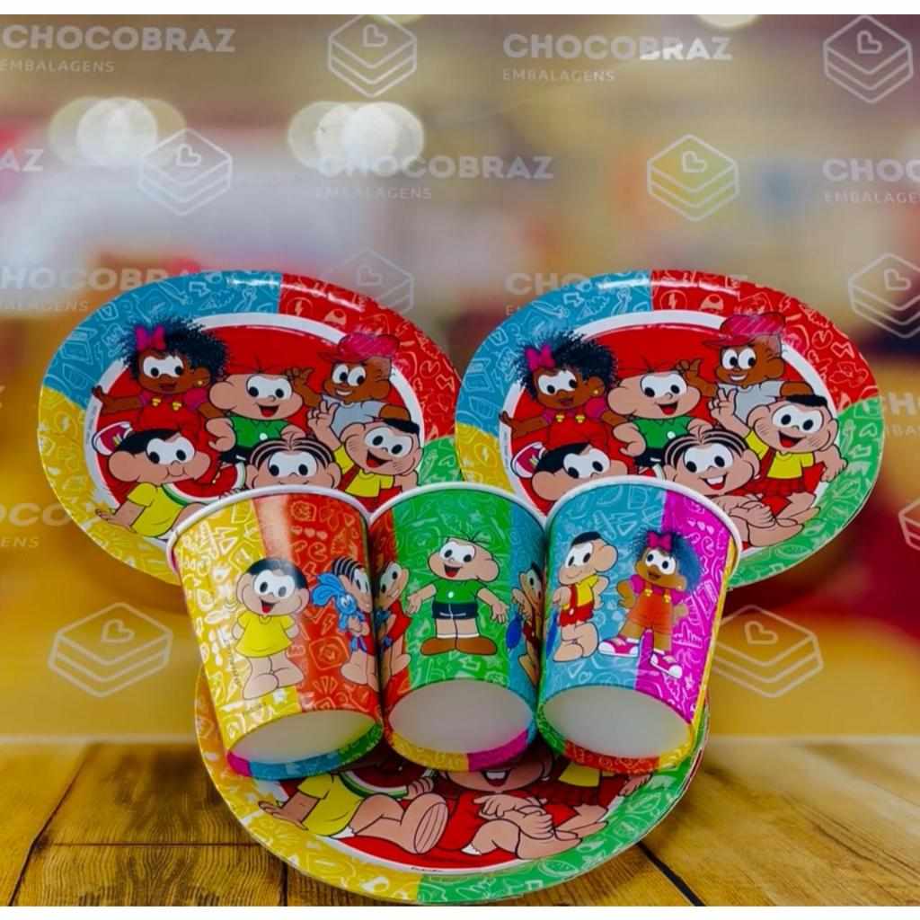 Kit Festa Turma da Mônica: Pratos e Copos Descartáveis