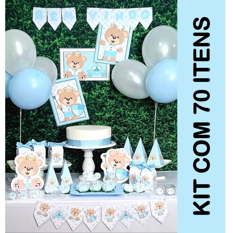 Kit Festa Ursinho Realeza: Decore com 70 Itens em 10 Minutos!