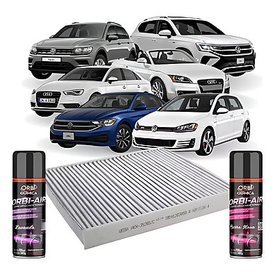 Kit Filtro + Higienizador Ar Condicionado p/ Audi A3, Taos, Jetta e Golf 13>