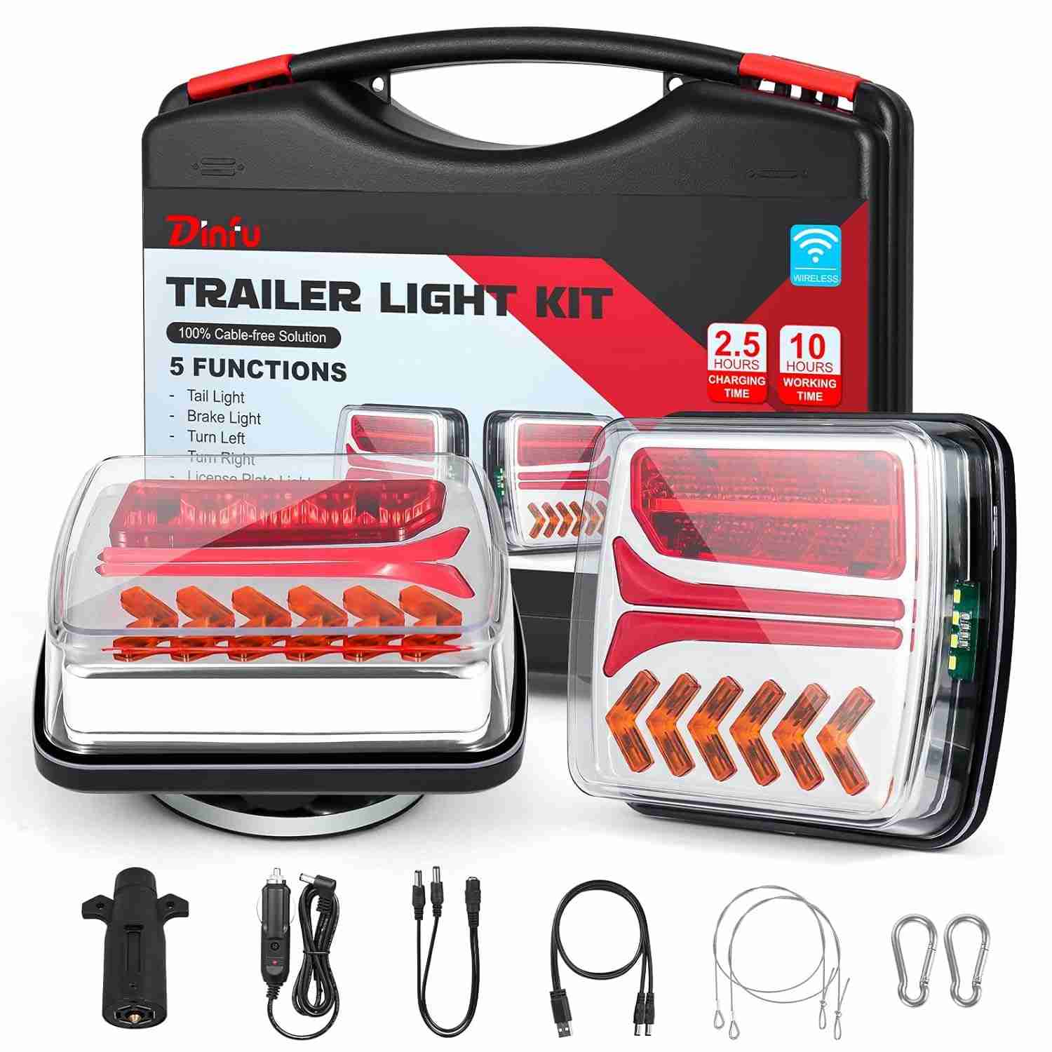 Kit Luzes de Reboque Magnéticas LED Recarregáveis 2 Peças - Sem Fio e à Prova d'Água