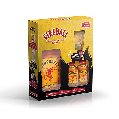 Kit Fireball + 2 Miniaturas + Copo Shot – O Whisky com Canela que Vicia!