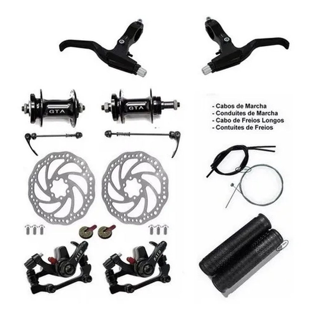 Kit Freio Disco 160mm para Bicicleta: Alumínio GTS + Manete