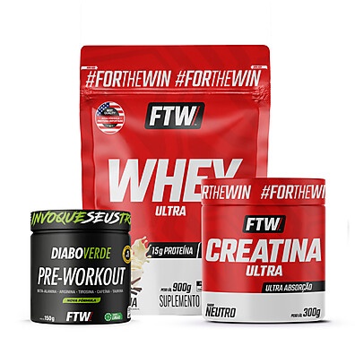 Kit FTW: Whey, Creatina e Pré-Treino