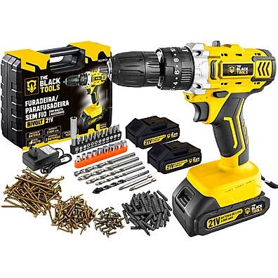 Kit Furadeira/Parafusadeira 21V + 99 Acessórios