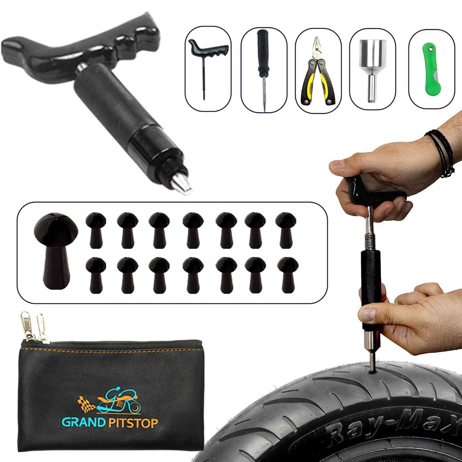 Kit Reparo Pneu GRAND PITSTOP 22 Peças: Solução Rápida e Completa para Furos