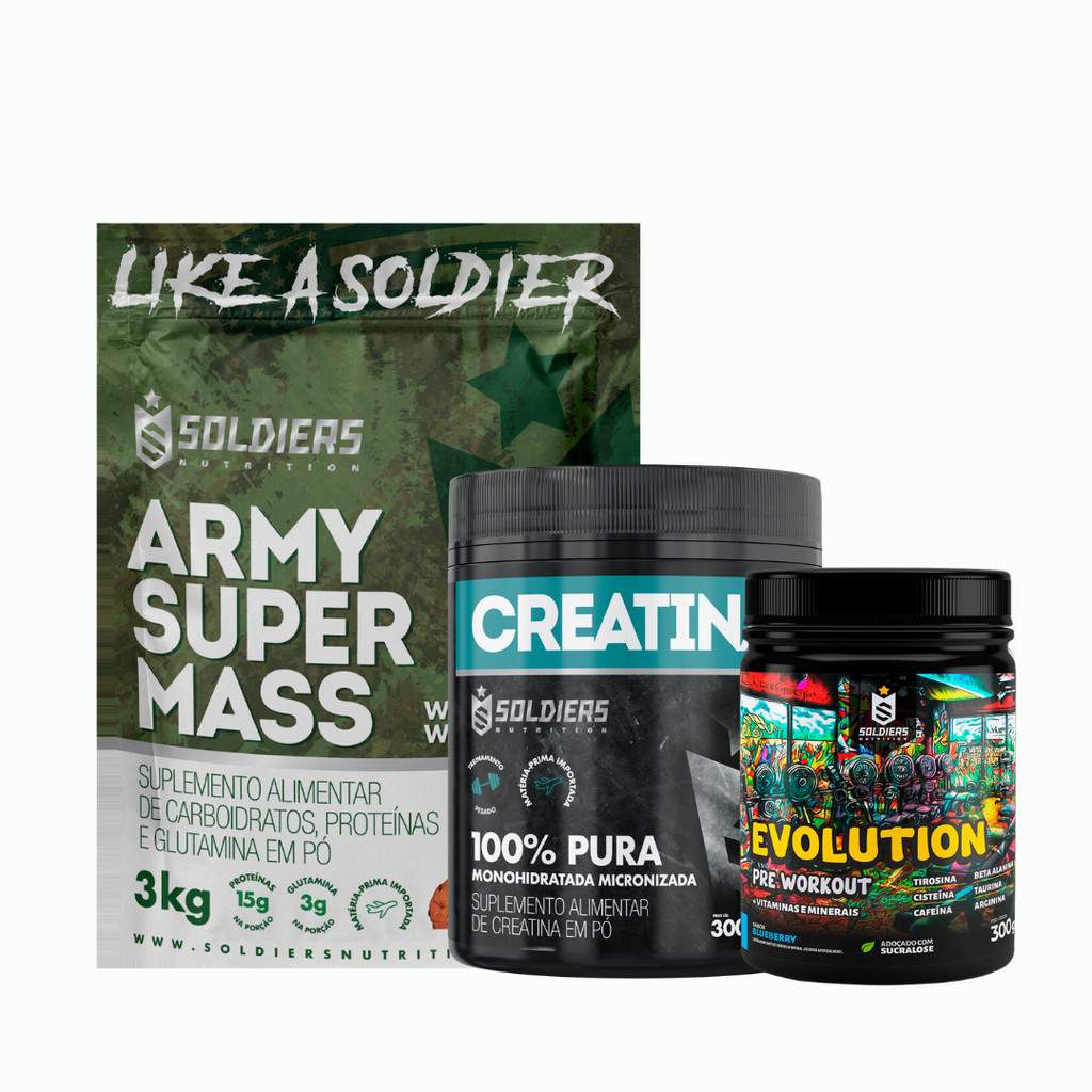 Kit Ganho de Massa: Hipercalórico + Creatina + Pré-Treino