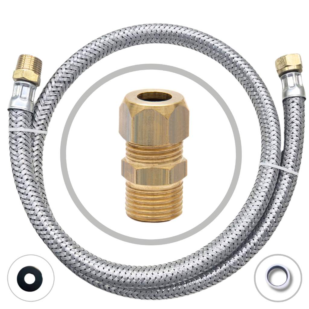 Kit Gás 1,20m: Mangueira + Adaptador Seguro