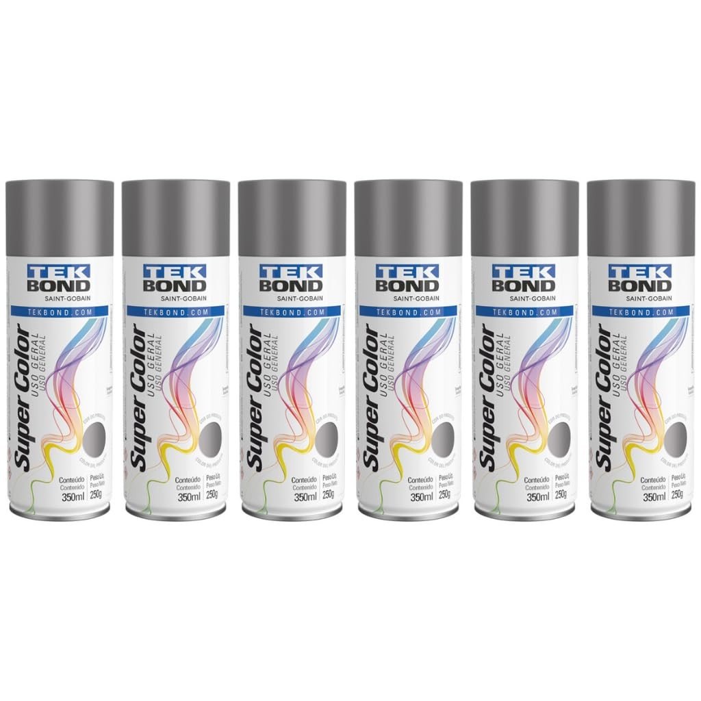 Kit 6 Tintas Spray Grafite TekBond - Acabamento Profissional para Metais, Madeira e Artesanato