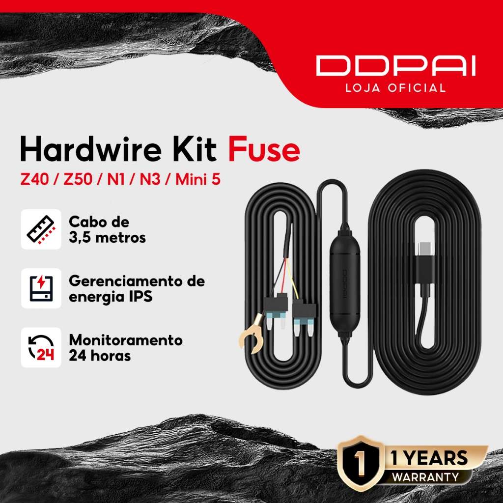 Kit Hardwire DDPAI: Monitoramento 24h para Câmera Veicular