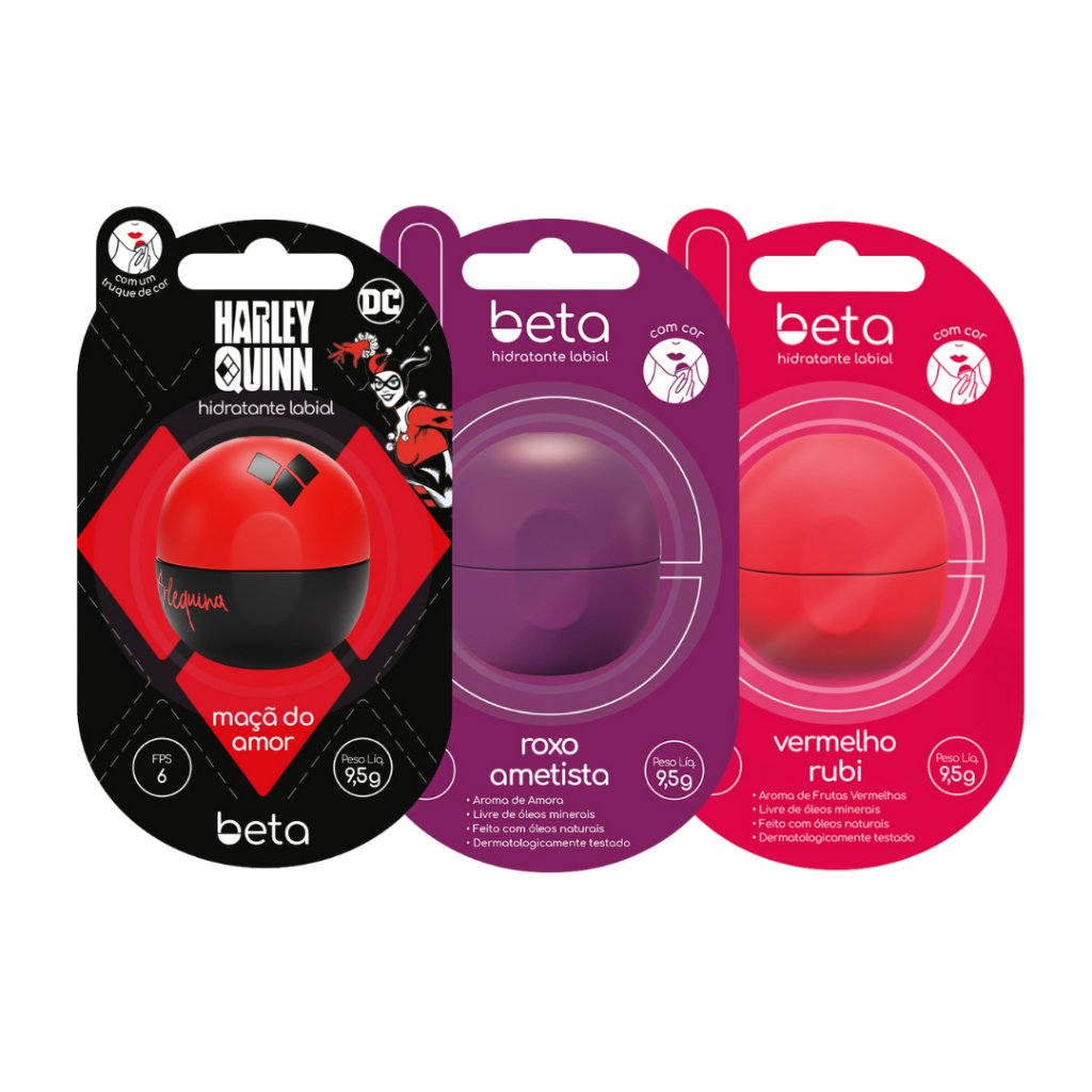 Kit Hidratante Labial Beta: Arlequina, Ametista & Rubi