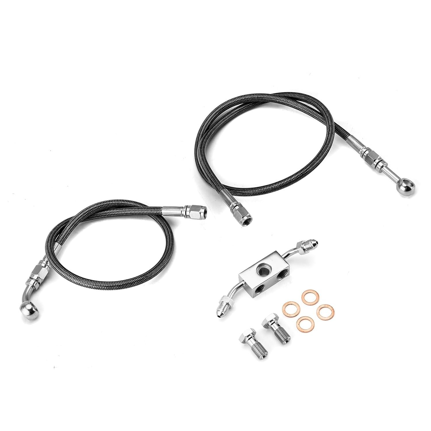 Kit Linha de Freio Hidráulico ABS Mofun 128cm para Harley Sportster XL883/XL1200 (2012-2022) - Guidão 40-45cm, Preto